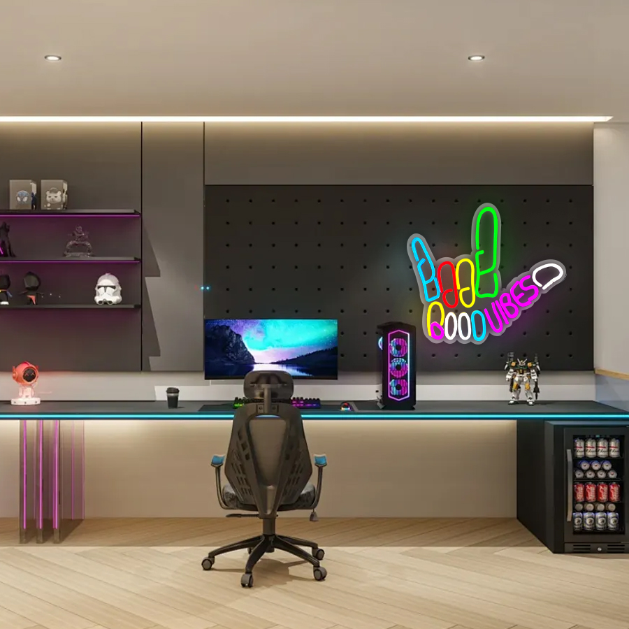 Good Vibes Peace Hand Neon Sig - Party Games On Switch review and price