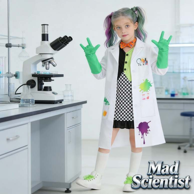 Kids Mad Scientist Costume Gir - Party Games Lab review and price