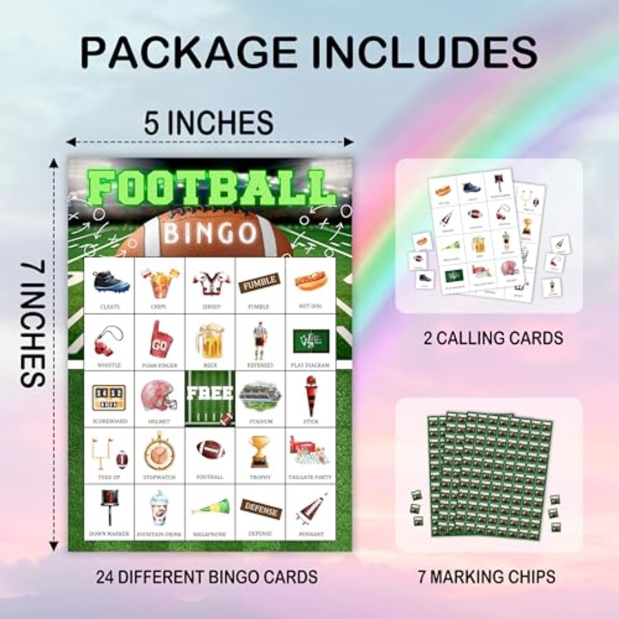 Football Party Bingo Game Card - Party Games For Adults Large Group review and price