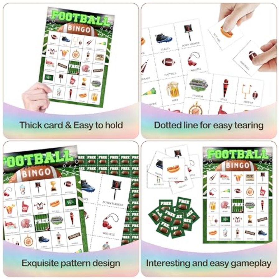 Football Party Bingo Game Card - Party Games For Adults Large Group review and price